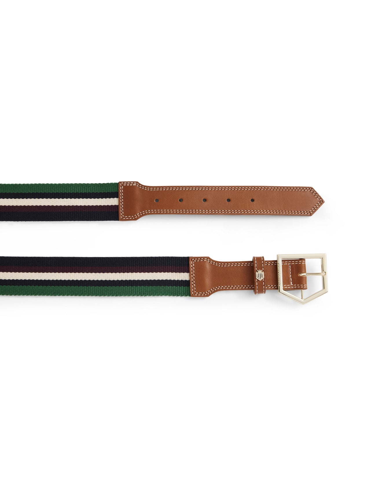 Boston Women’s Belt - Tan Leather & Striped Webbing