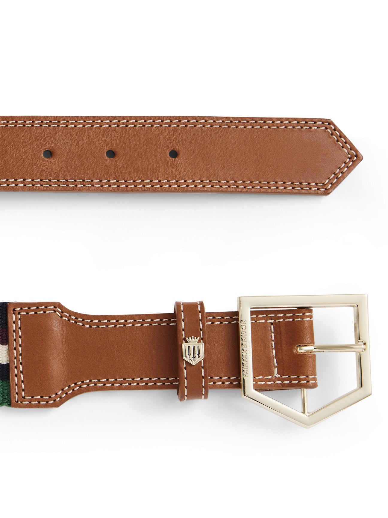 Boston Women’s Belt - Tan Leather & Striped Webbing