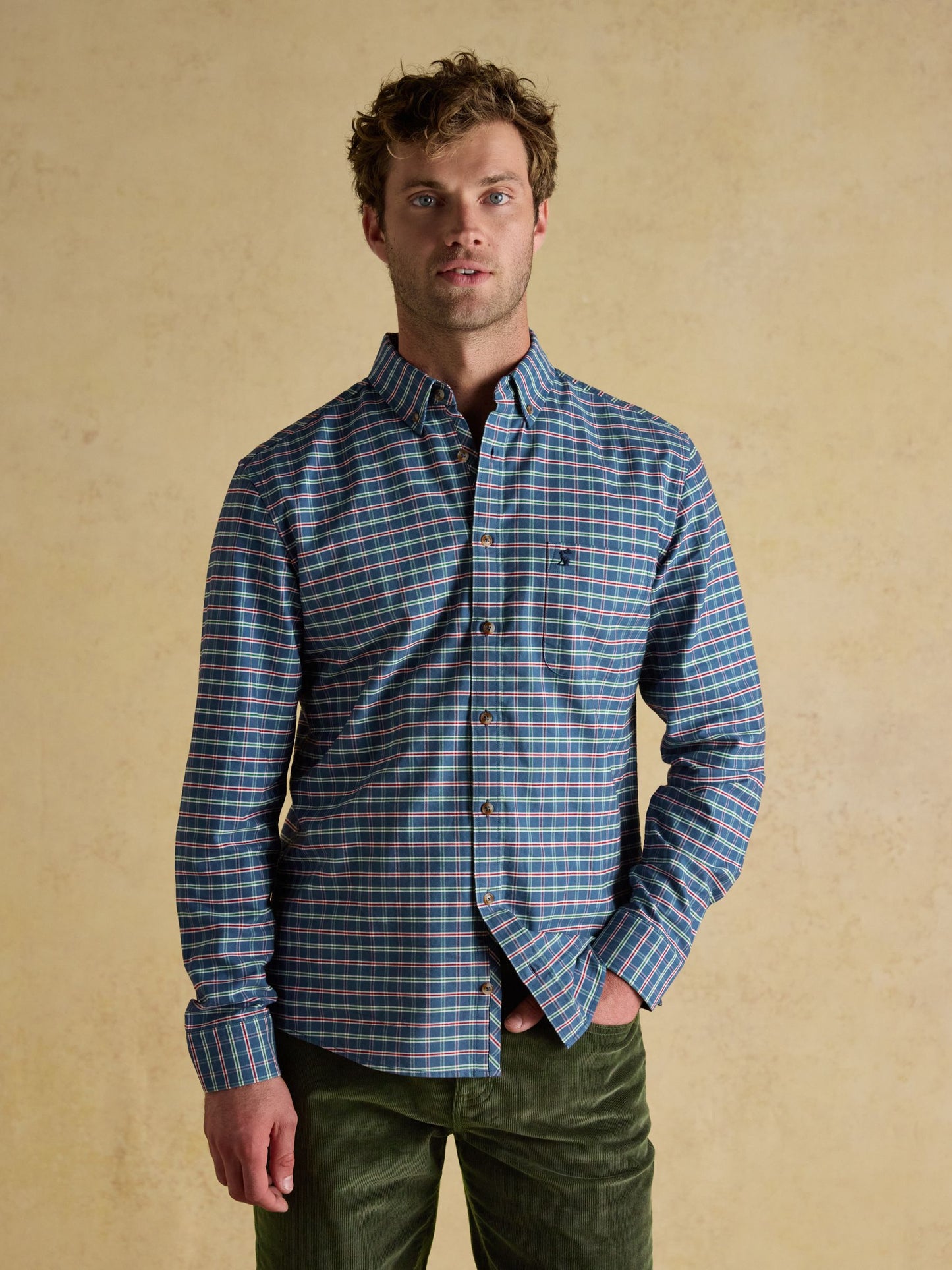 Oxford Classic Fit Blue Check Long Sleeve Cotton