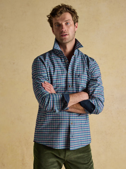 Oxford Classic Fit Blue Check Long Sleeve Cotton