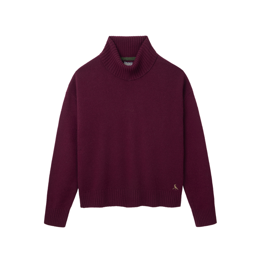 The Sophia Merino Wool Rollneck Jumper Plum