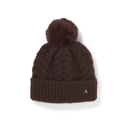 The Langham Pom Beanie chocolate