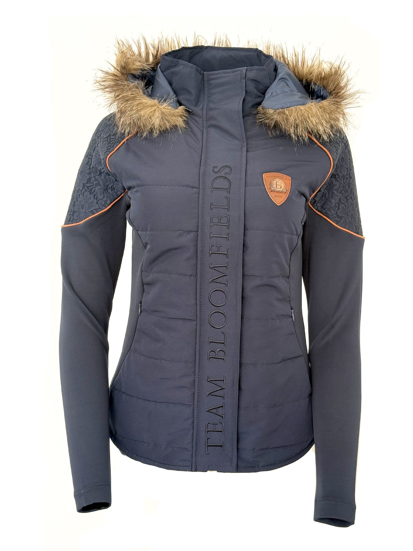 Francesca Navy & Rose Gold Lace & Fur Jacket