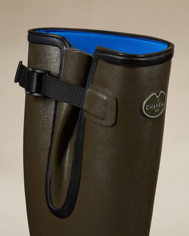 Men’s Vierzonord Neoprene Blue Lined Wellington Boots Chameau Green