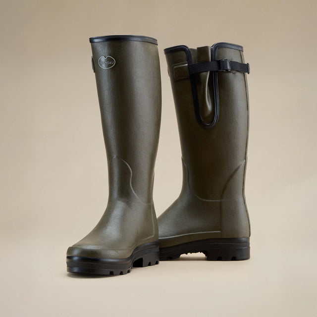 Men’s Vierzonord Neoprene Blue Lined Wellington Boots Chameau Green