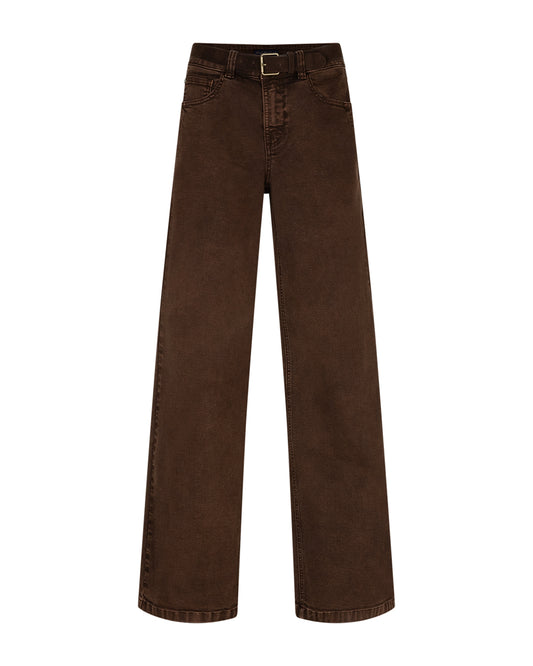 Colette & Belt Washed Twill Colour Jean Coffee