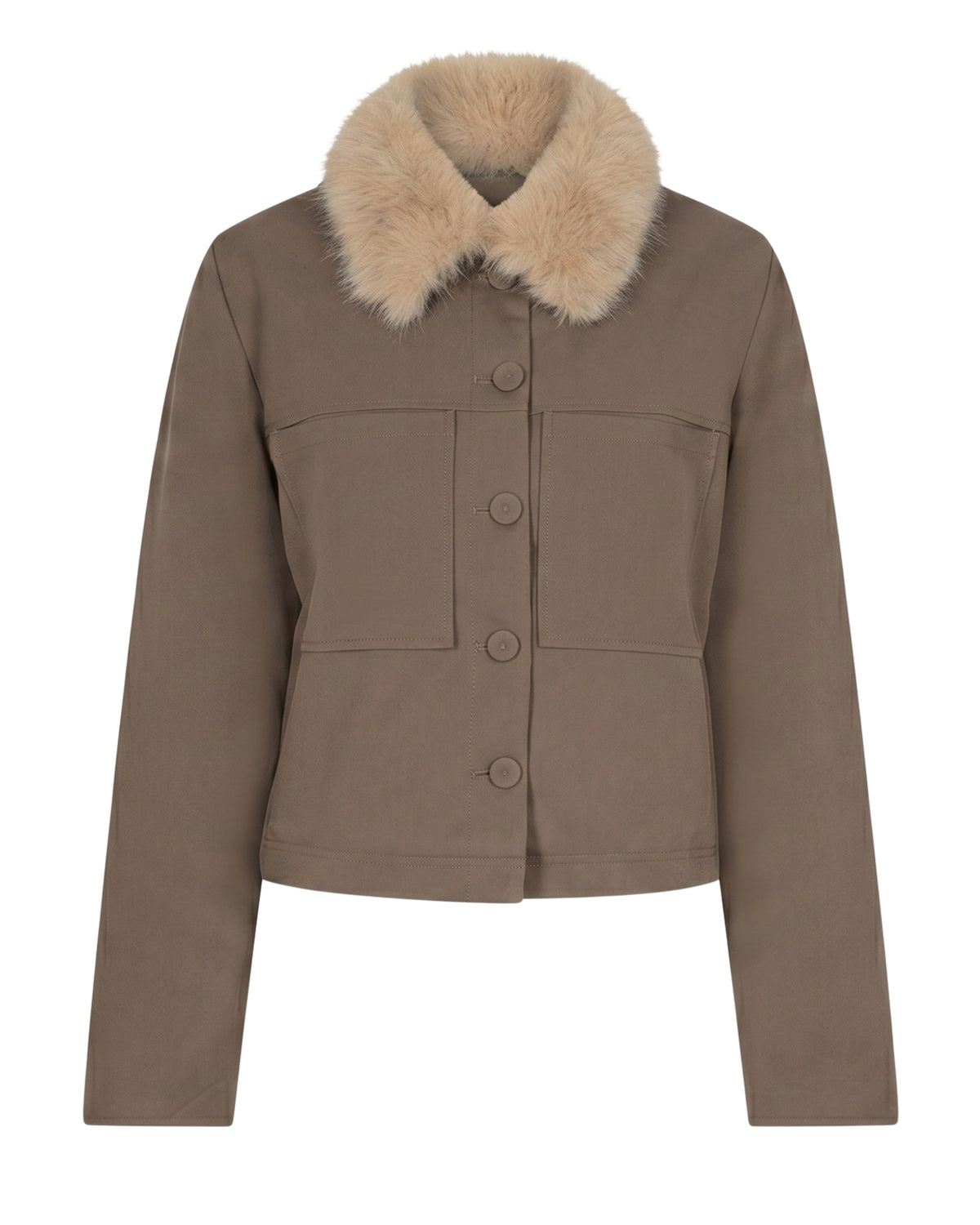 Jacket & Faux Fur Collar Jacket Truffle