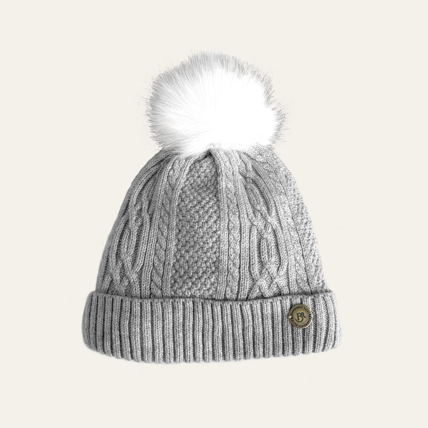 Knitted Bobble Hat Light Grey