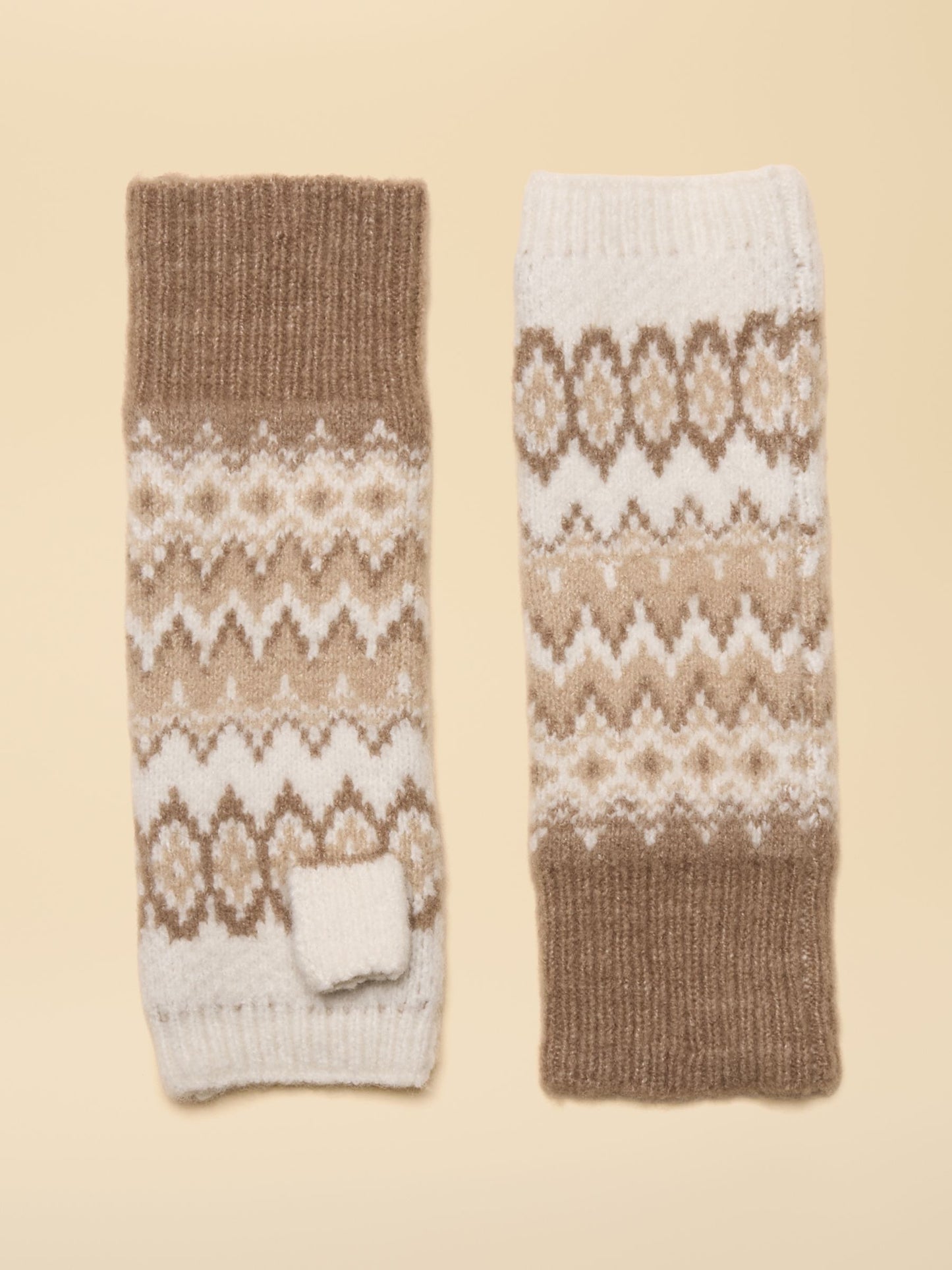Kara Neutral Fingerless Fairisle Glove