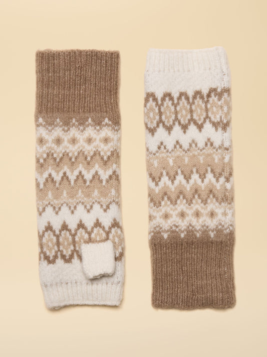 Kara Neutral Fingerless Fairisle Glove