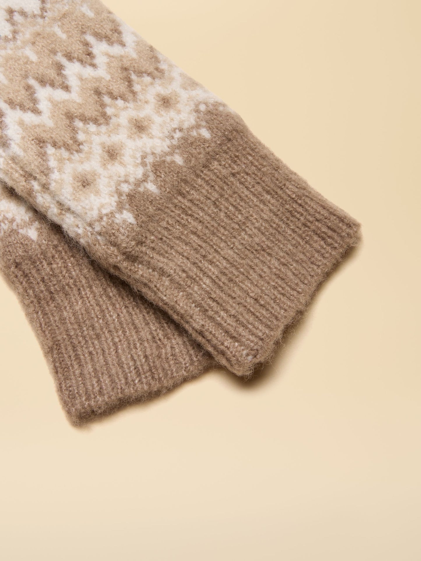 Kara Neutral Fingerless Fairisle Glove