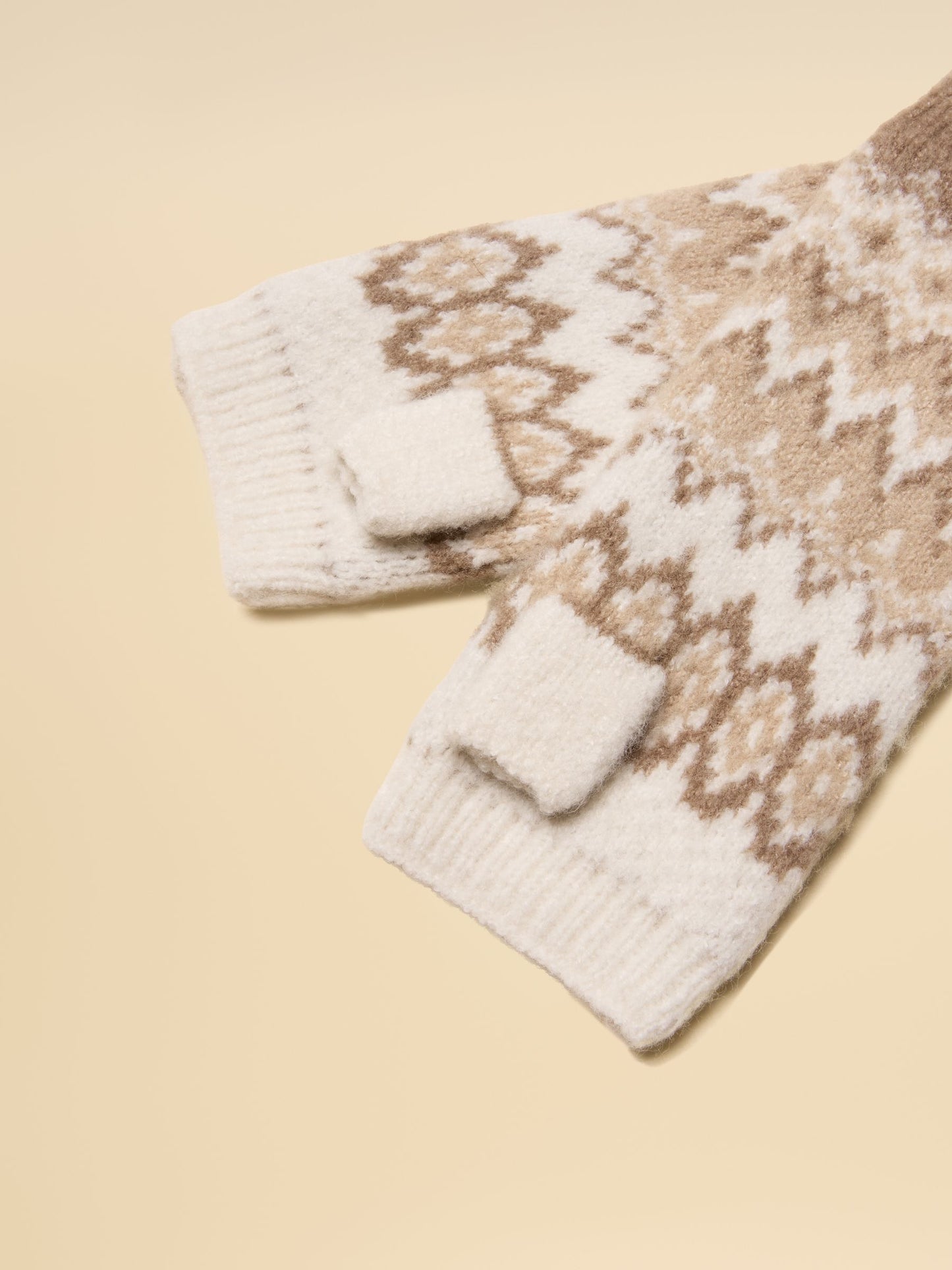 Kara Neutral Fingerless Fairisle Glove