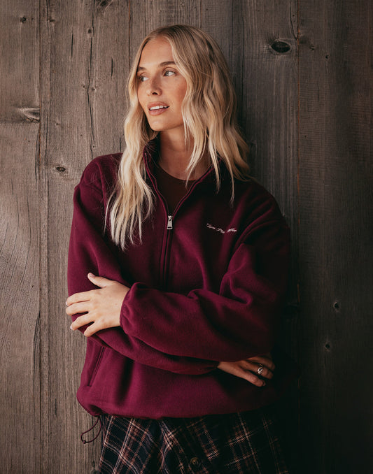 Polar Half Zip Fleece in Cherry Crush