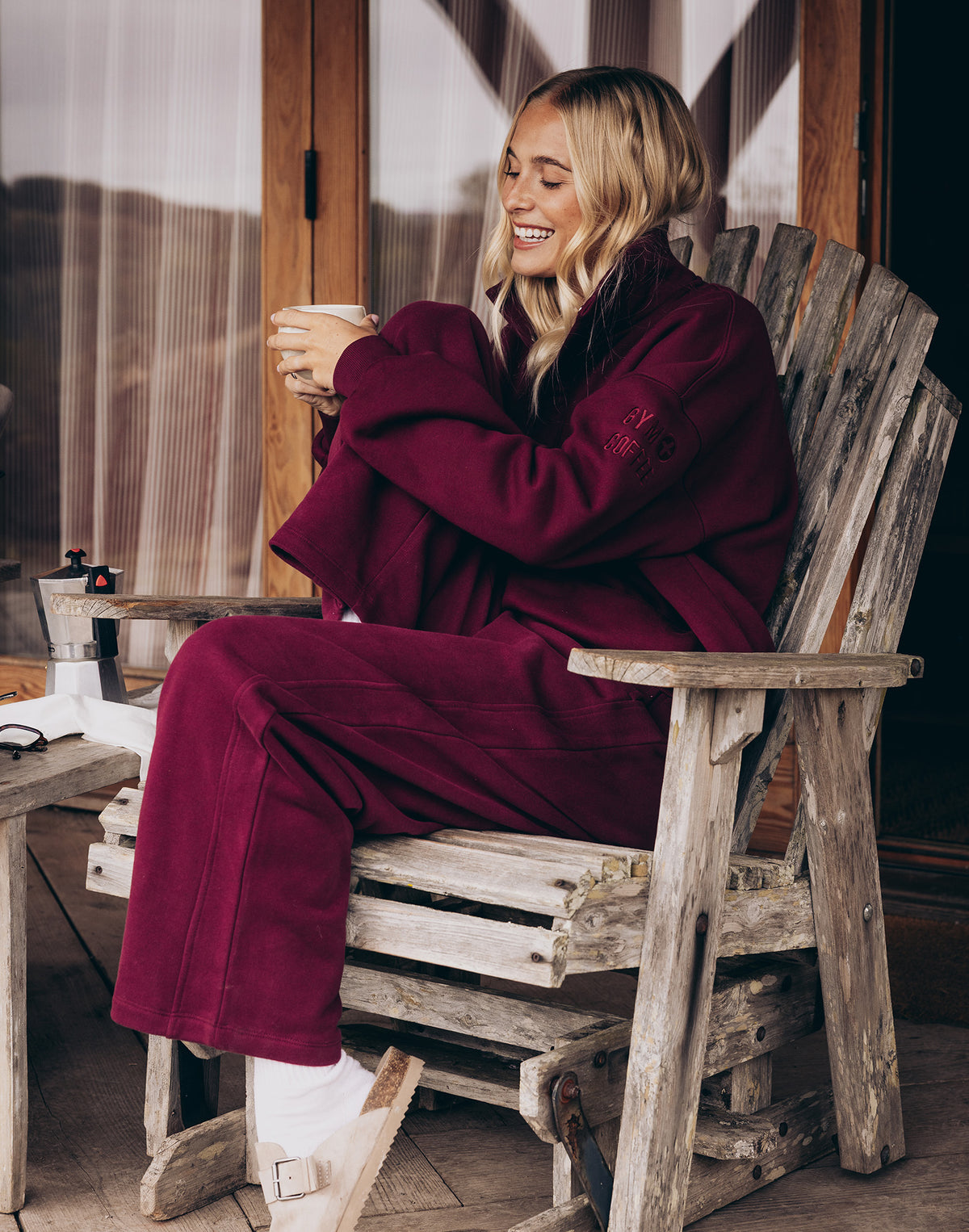 Snap Collar Sierra Sweatshirt in Cherry Crush