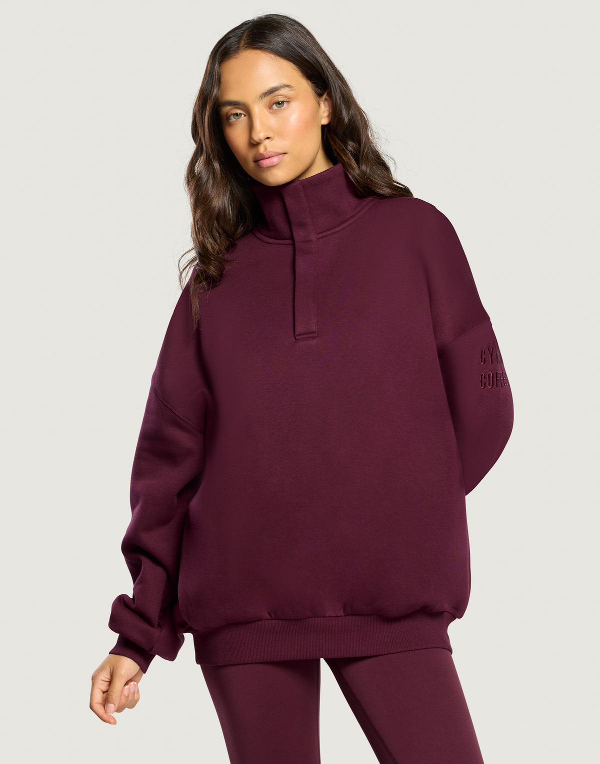 Snap Collar Sierra Sweatshirt in Cherry Crush