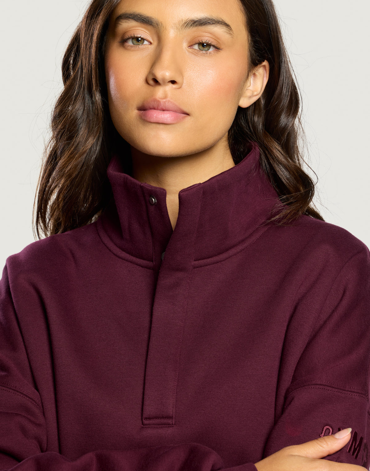 Snap Collar Sierra Sweatshirt in Cherry Crush