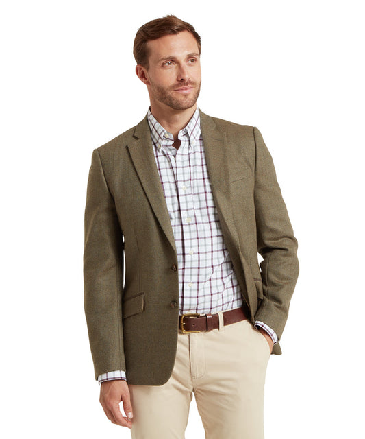 St Andrews Tweed Sports Jacket Loden Green Herringbone Tweed