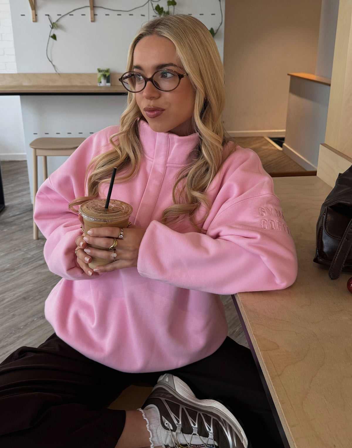 Snap Collar Sierra Sweatshirt in Pink Blossom