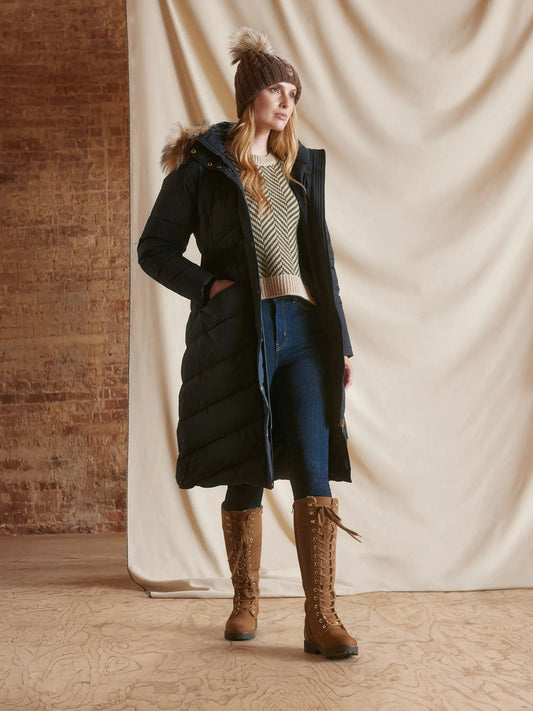 Lexi Navy Water Resistant Long Line Padded Coat