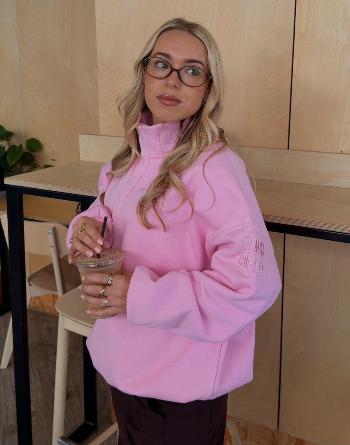 Snap Collar Sierra Sweatshirt in Pink Blossom