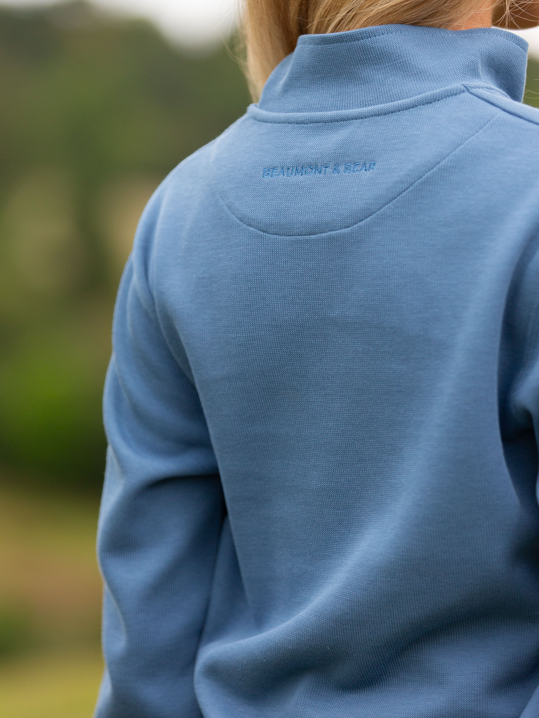 Dittisham Ribbed Unisex Quarter Zip - Vintage Blue