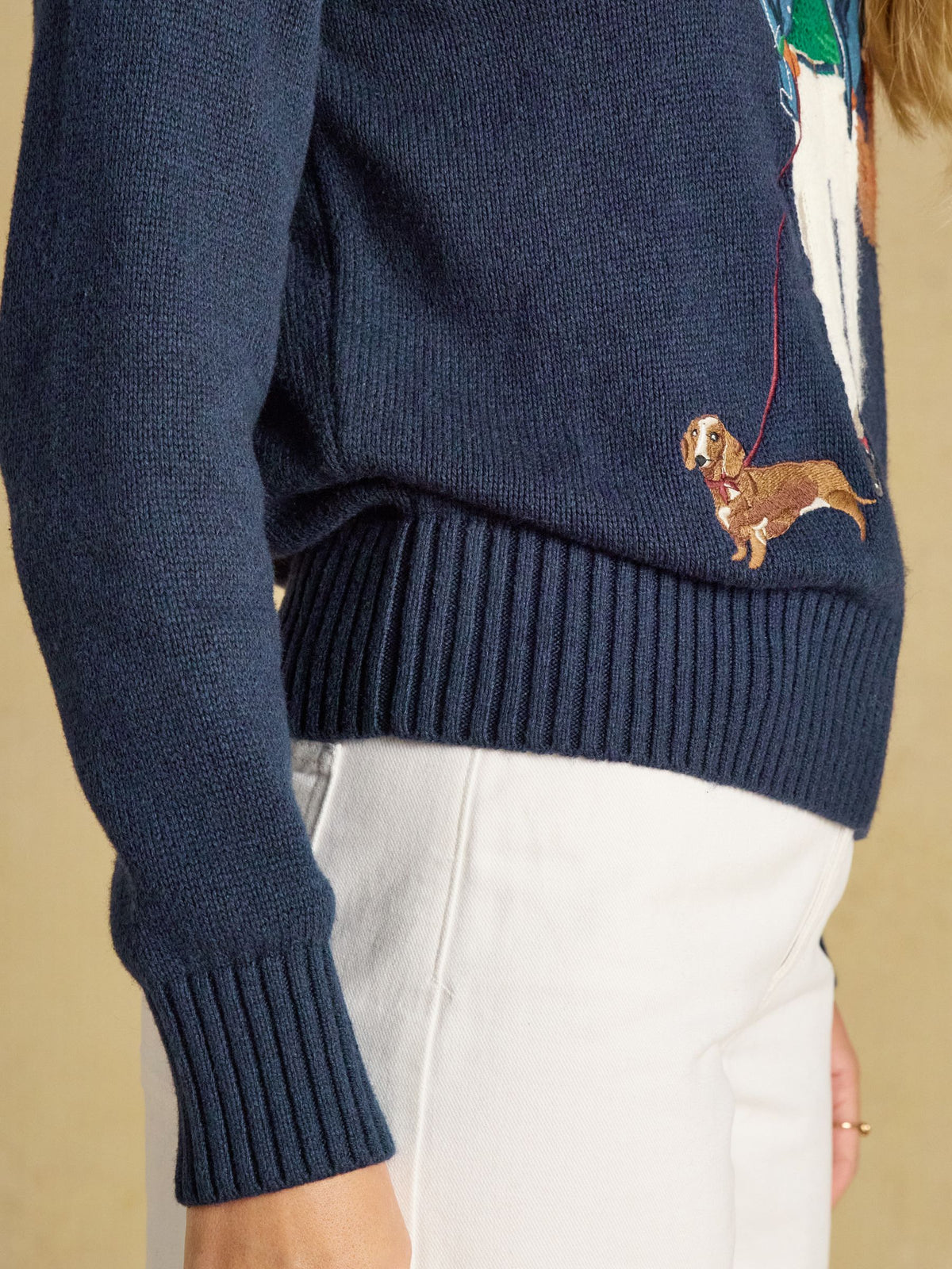 Jonty Fox Navy Cotton Blend Crew Neck Knitted Jump