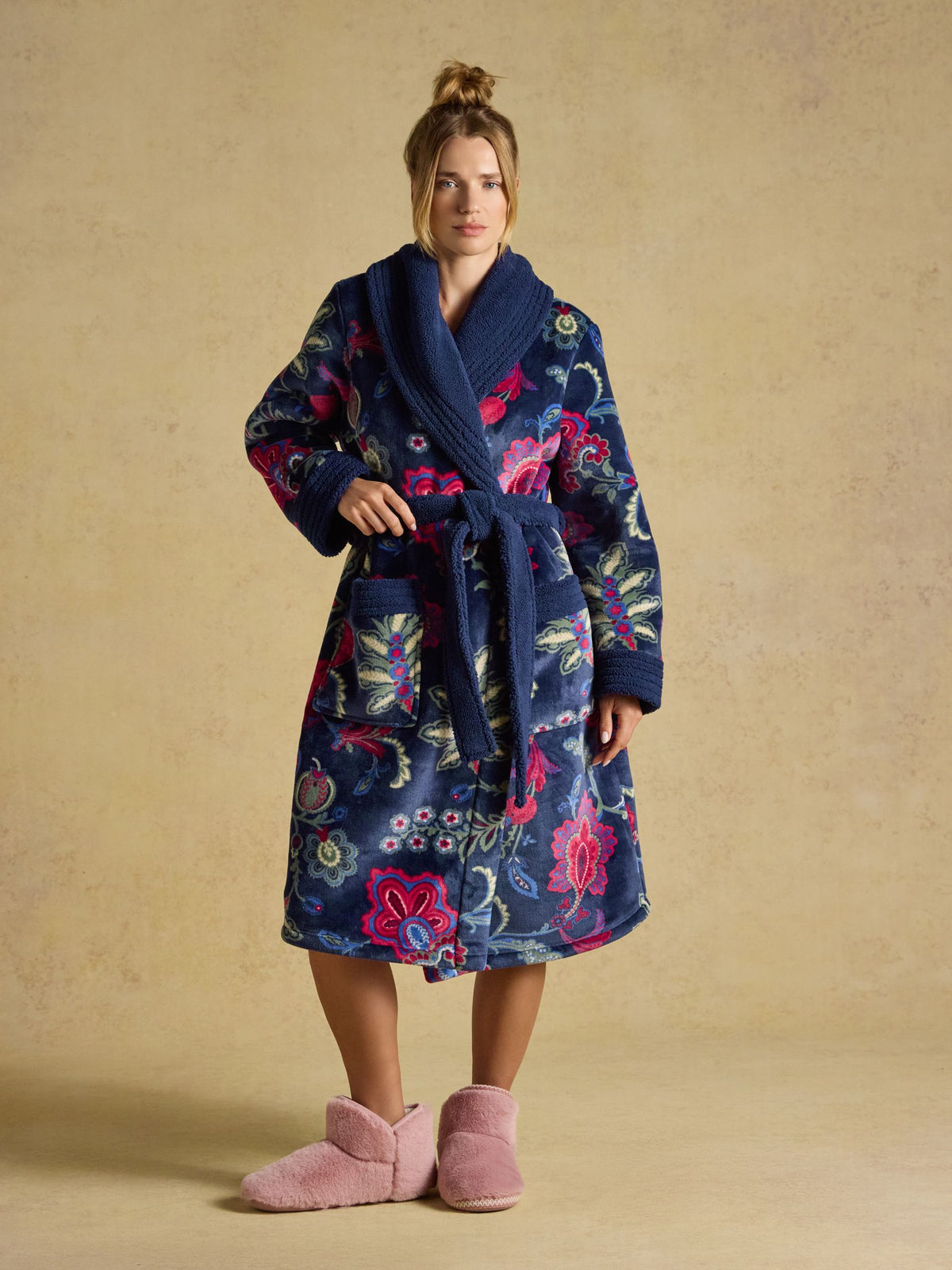 Navy Fleece Dressing Gown