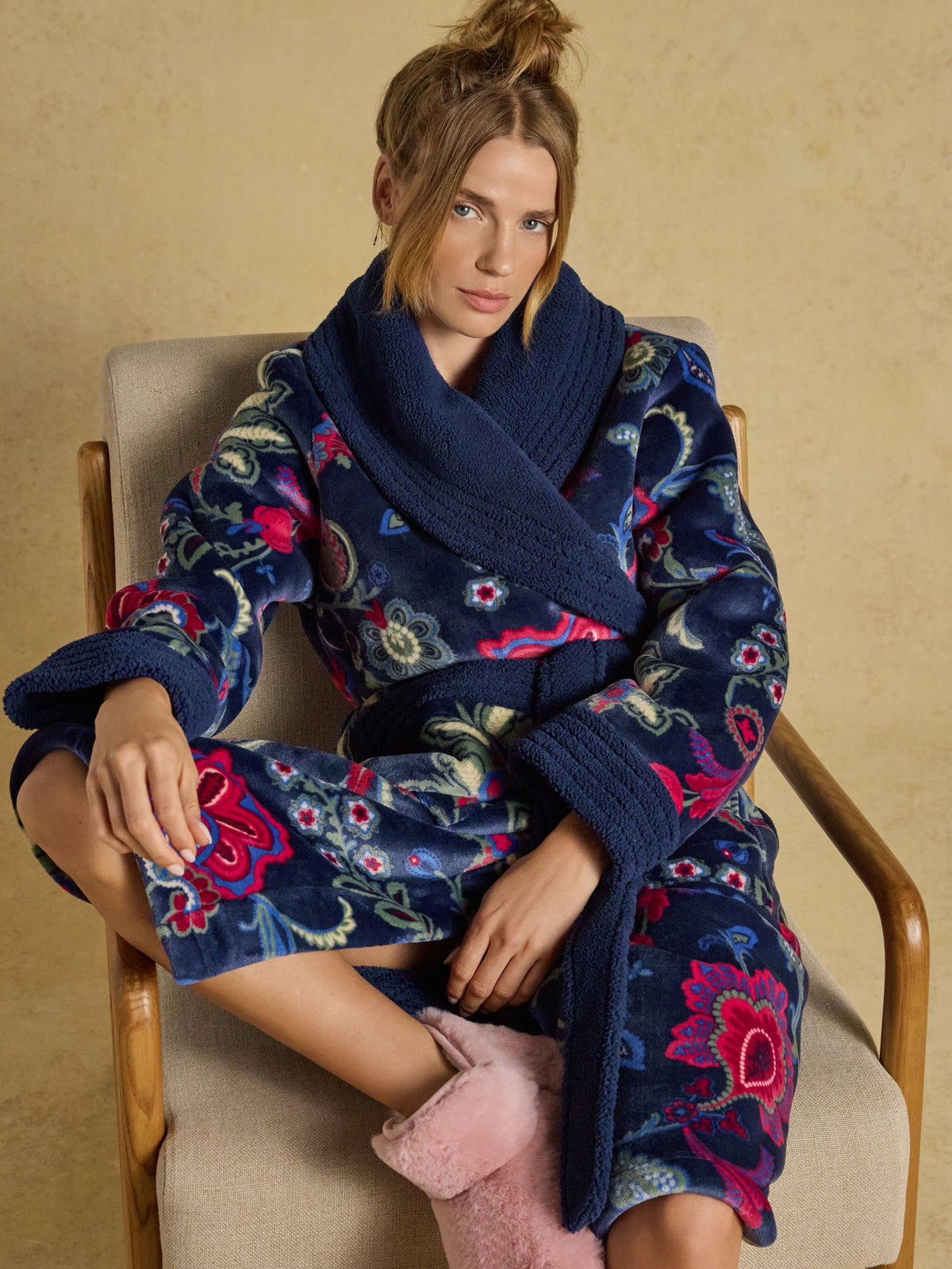 Navy Fleece Dressing Gown