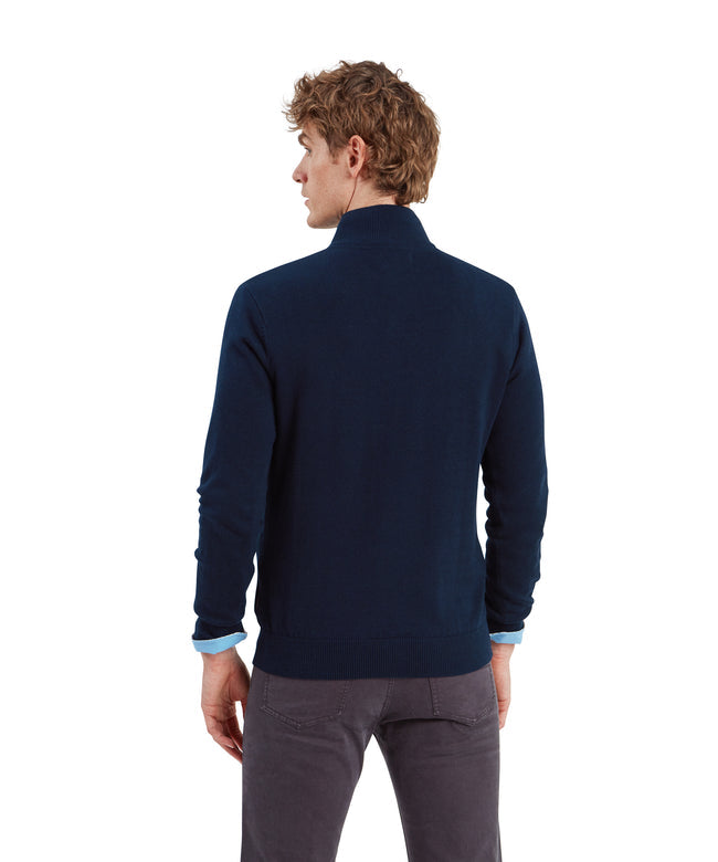 Calton Cotton Cashmere Quarter Zip Jumper Navy
