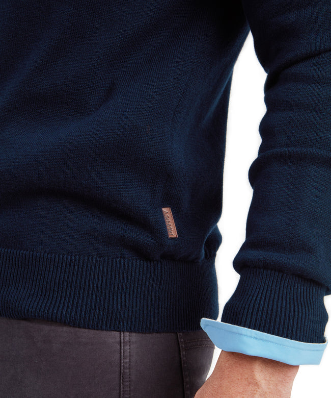 Calton Cotton Cashmere Quarter Zip Jumper Navy
