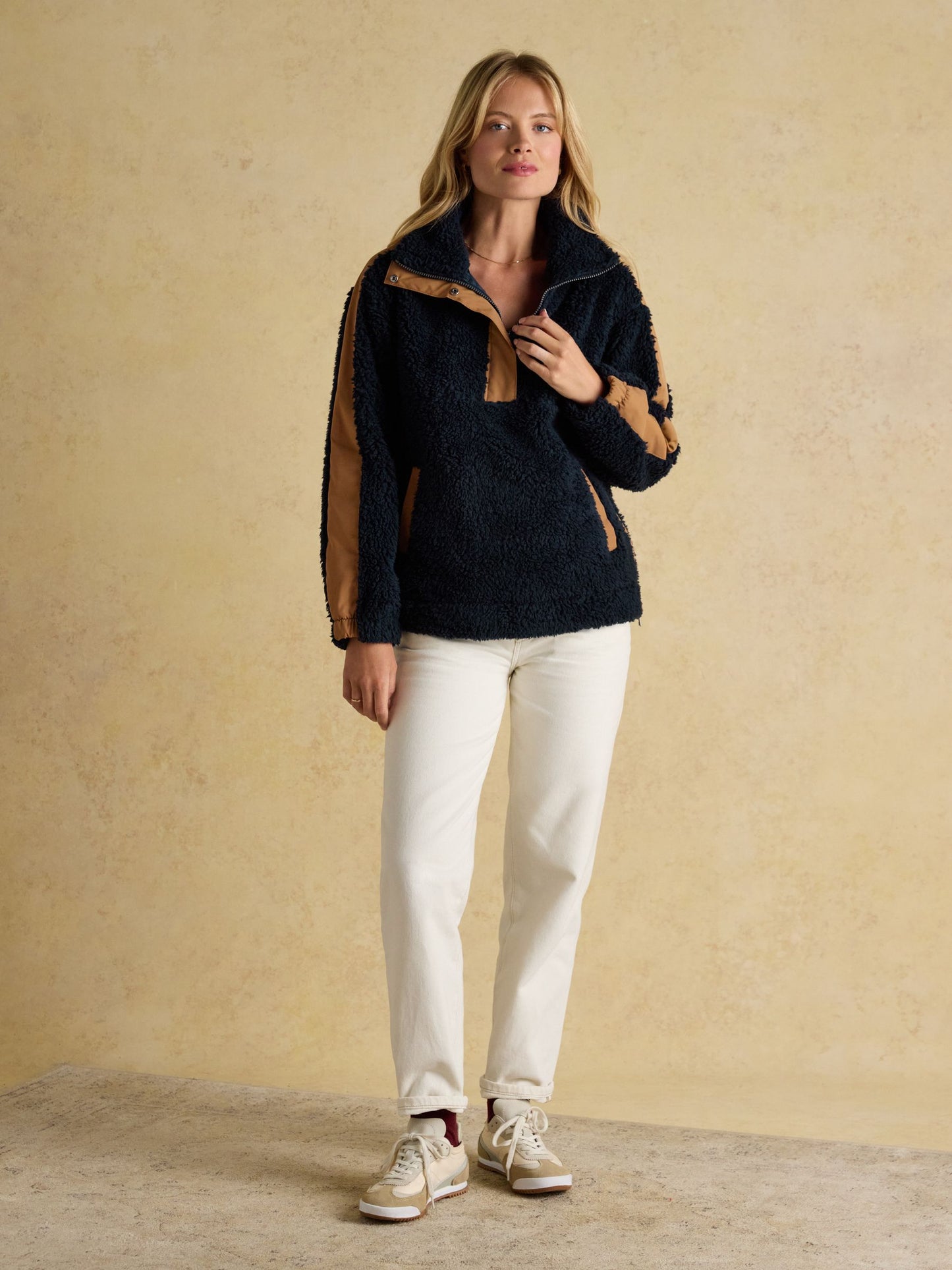 Tilly Navy Quarter Zip Borg Fleece