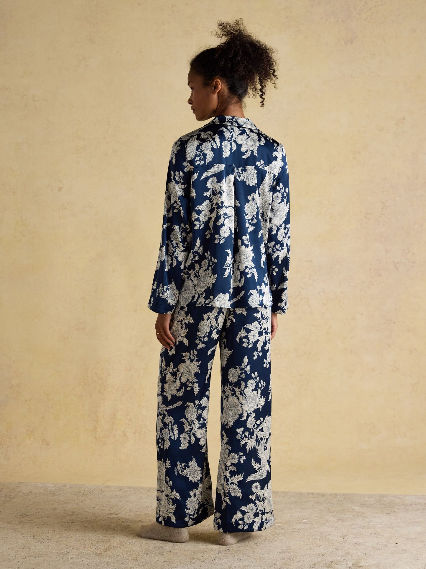 Bonnie Navy Floral Satin Pyjama Set