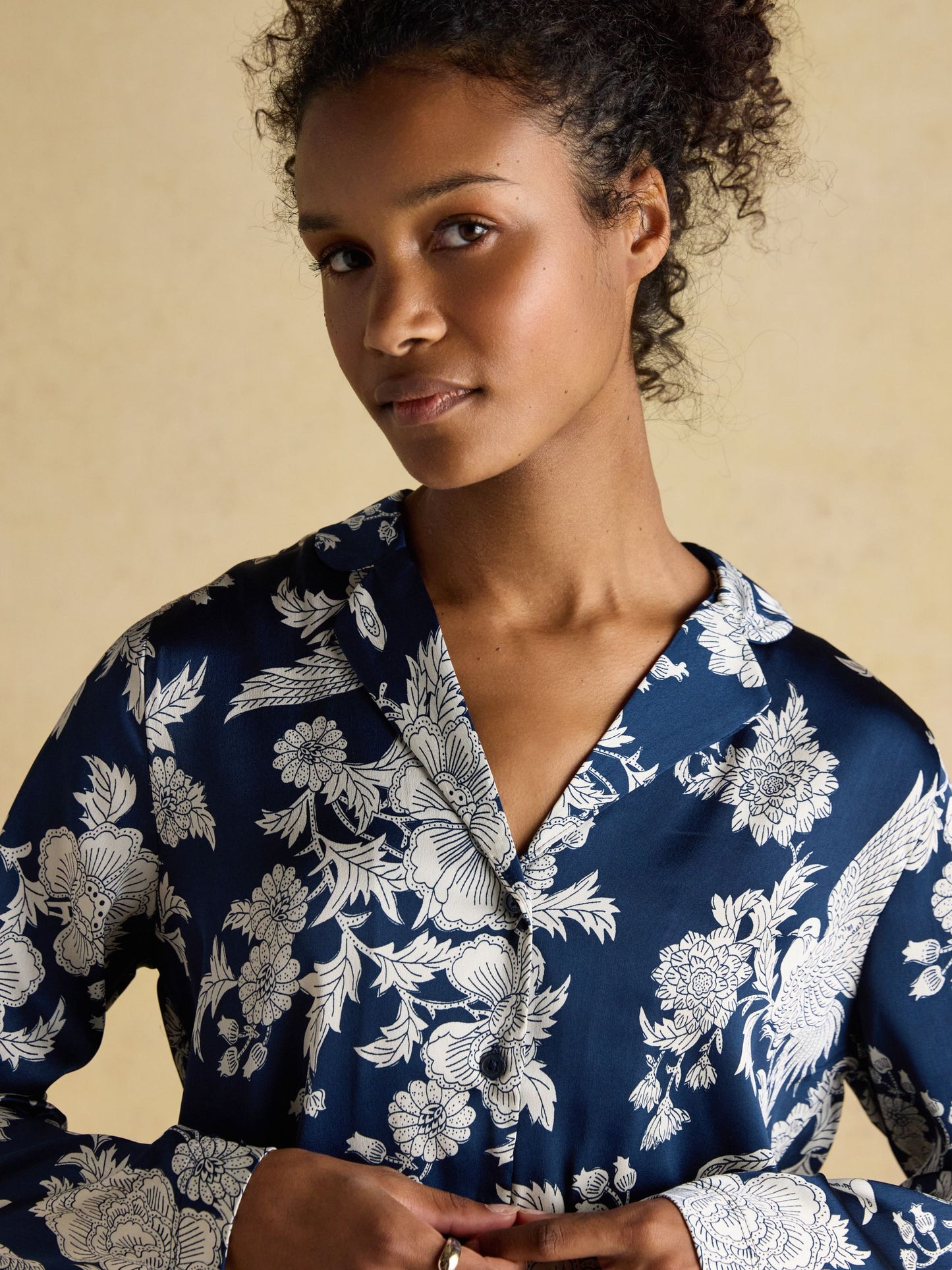 Bonnie Navy Floral Satin Pyjama Set