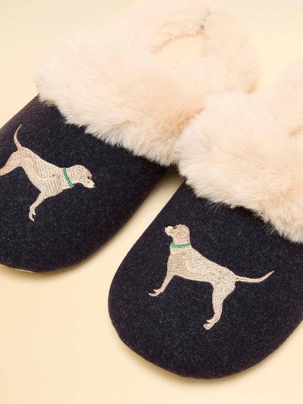 Slippet Luxe Navy Labrador Slippers