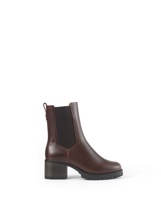 Boudica Mahogany leather Heeled ankle boots