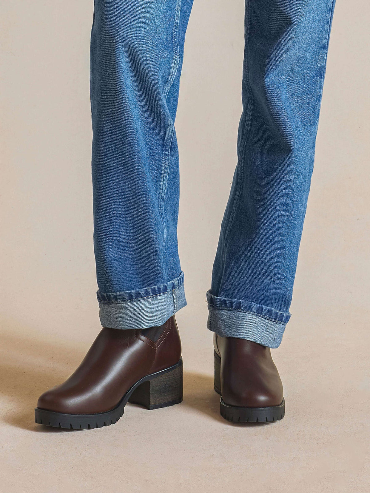 Boudica Mahogany leather Heeled ankle boots