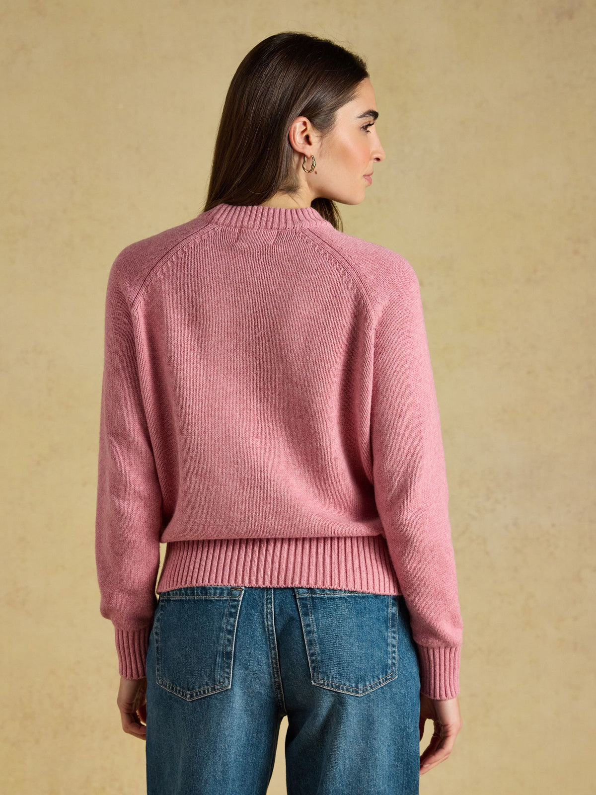 Dachshund Pink Cotton Blend Crew Neck Knitted Jumper