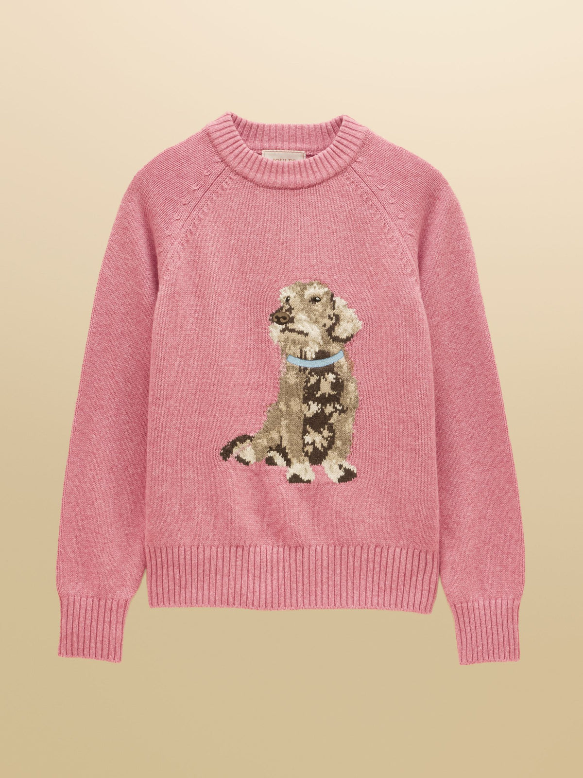 Dachshund Pink Cotton Blend Crew Neck Knitted Jumper