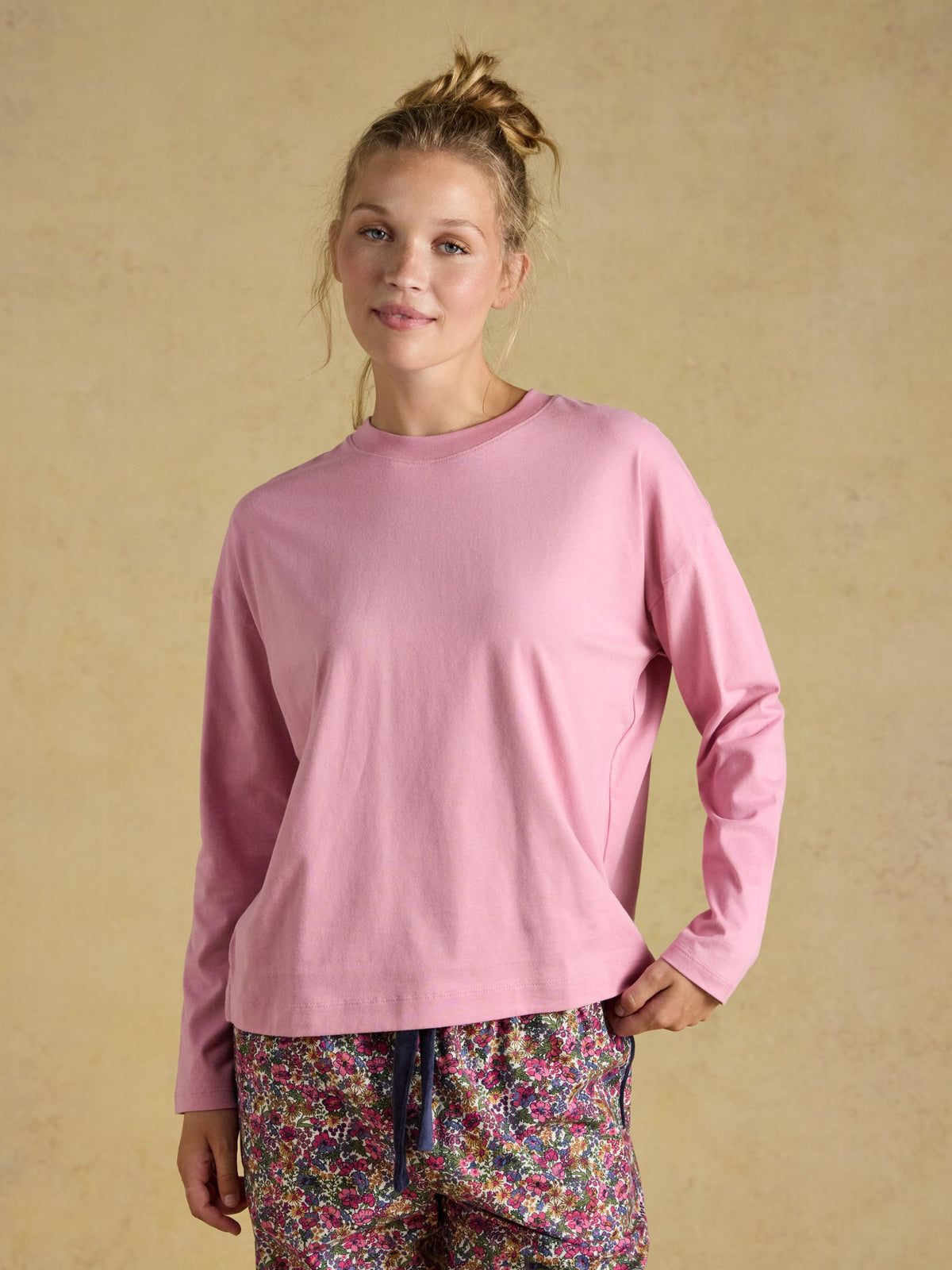 Pink Cotton Long Sleeve Pyjama Top