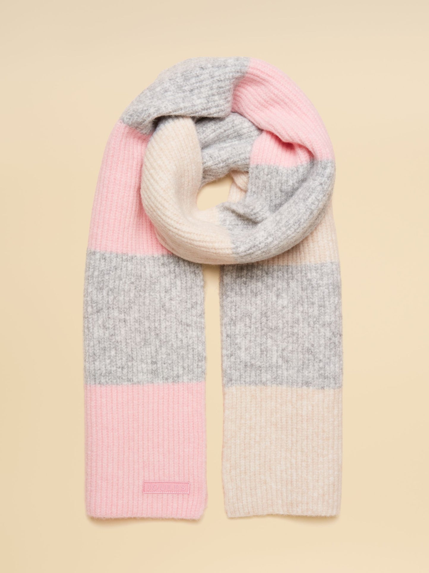 Popley Pink & Grey Stripe Scarf