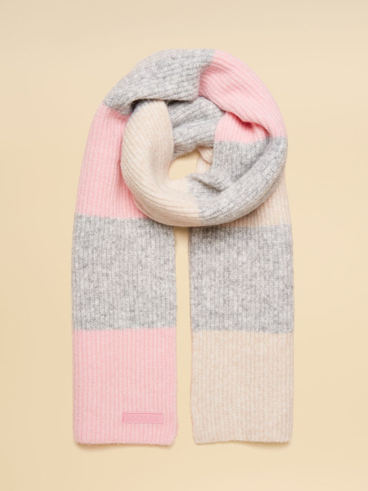 Popley Pink & Grey Stripe Scarf