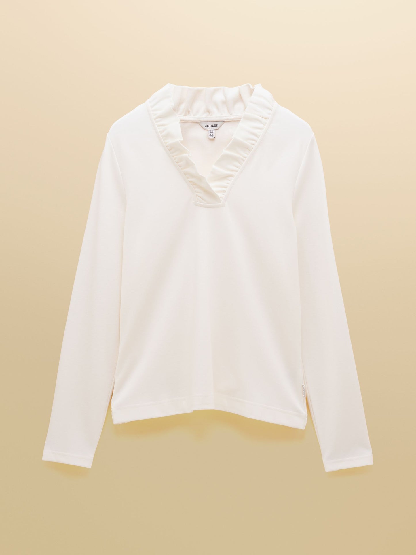Heidi Cream Frill Neck Jersey Fitted Top
