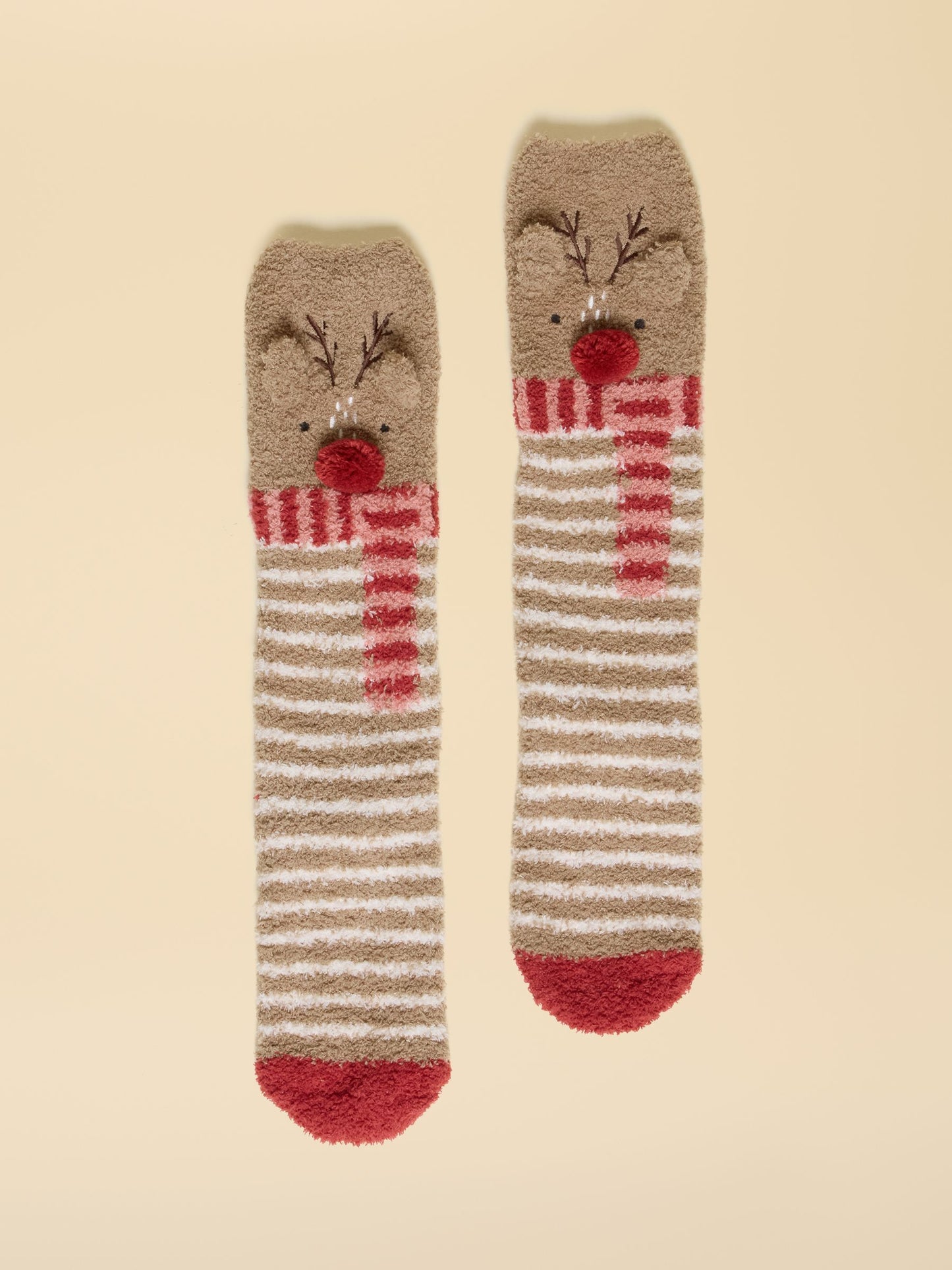 Women's Fluffy Brown Stripe Socks (size 4-8)