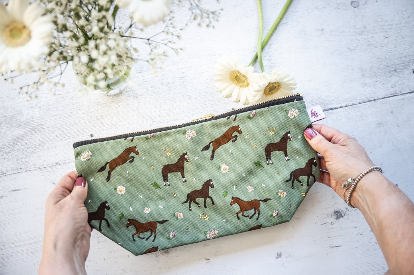 ‘Bay Horse & Daisies’ Wash Bag