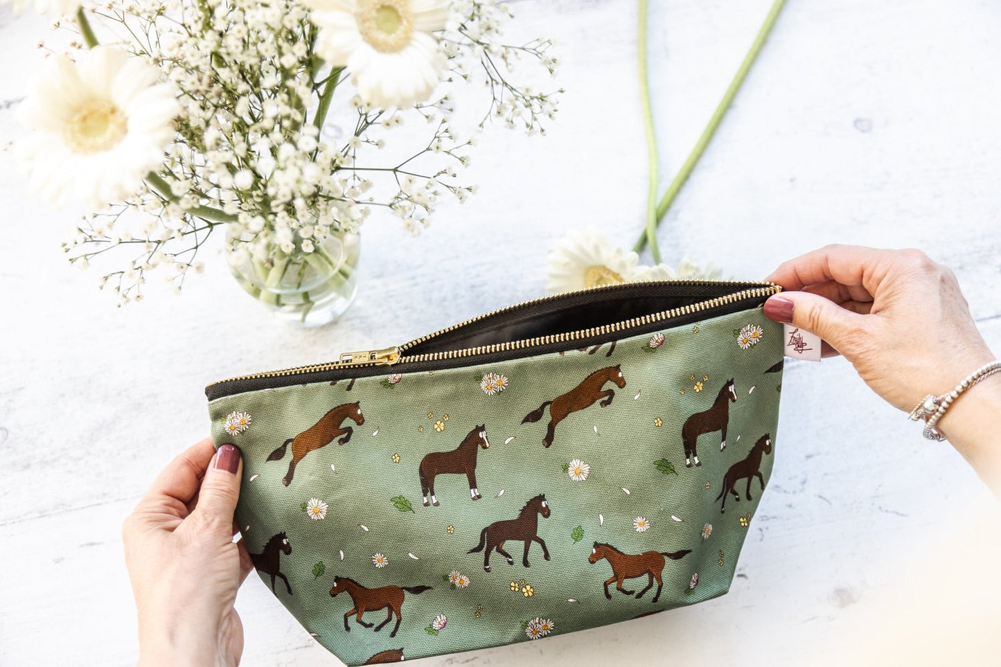 ‘Bay Horse & Daisies’ Wash Bag
