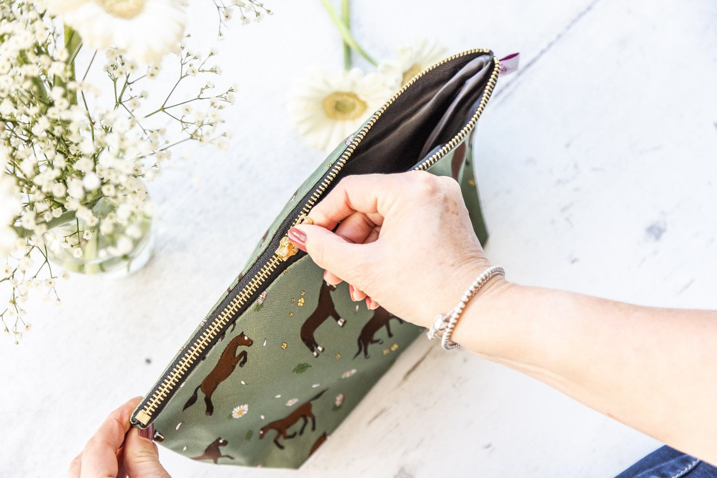 ‘Bay Horse & Daisies’ Wash Bag