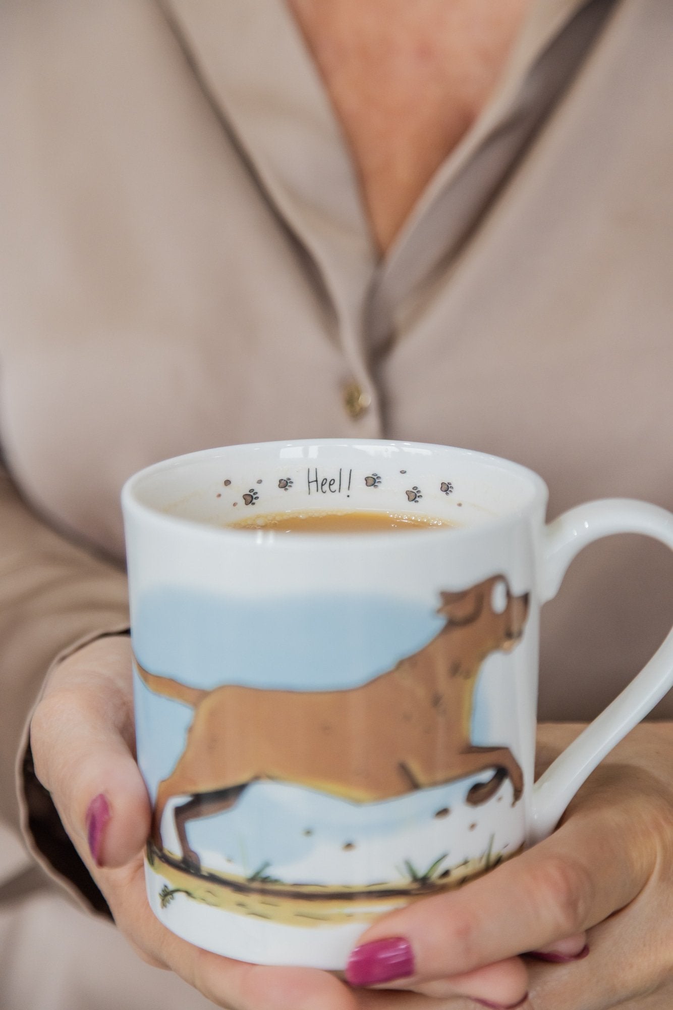‘Heel!’ Fine bone China Mug