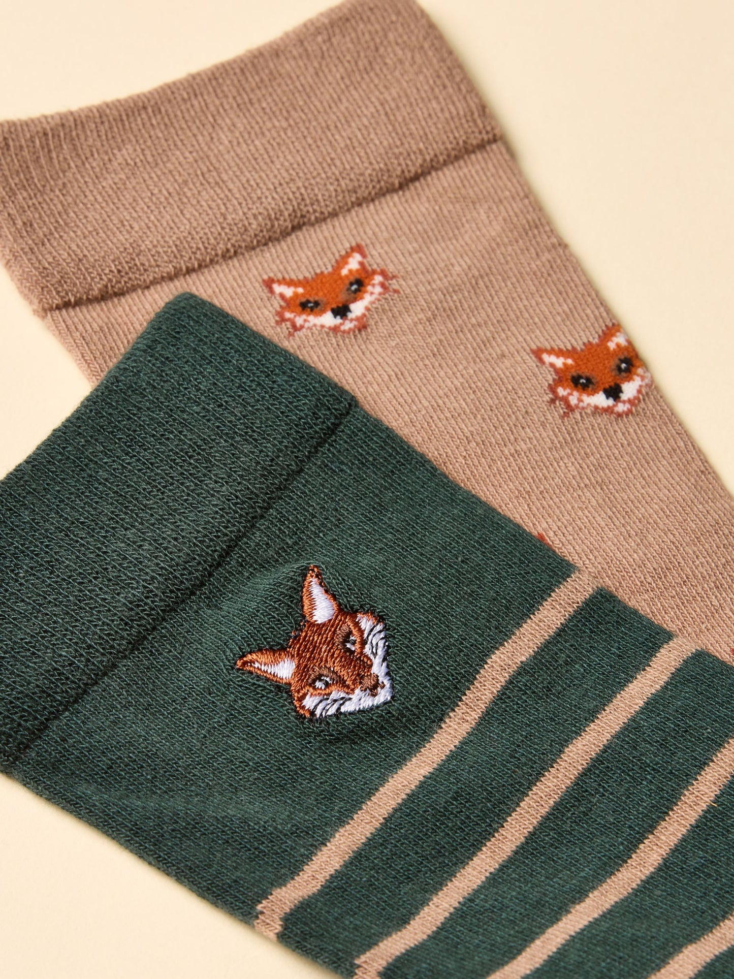 Men's Kingsbury Green & Orange Fox Socks 2 Pack (size 7-12)