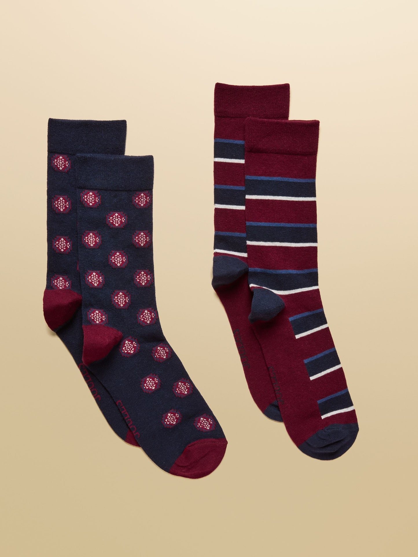 Men's Kingsbury Red & Navy Stripe Socks 2 Pack (size 7-12)