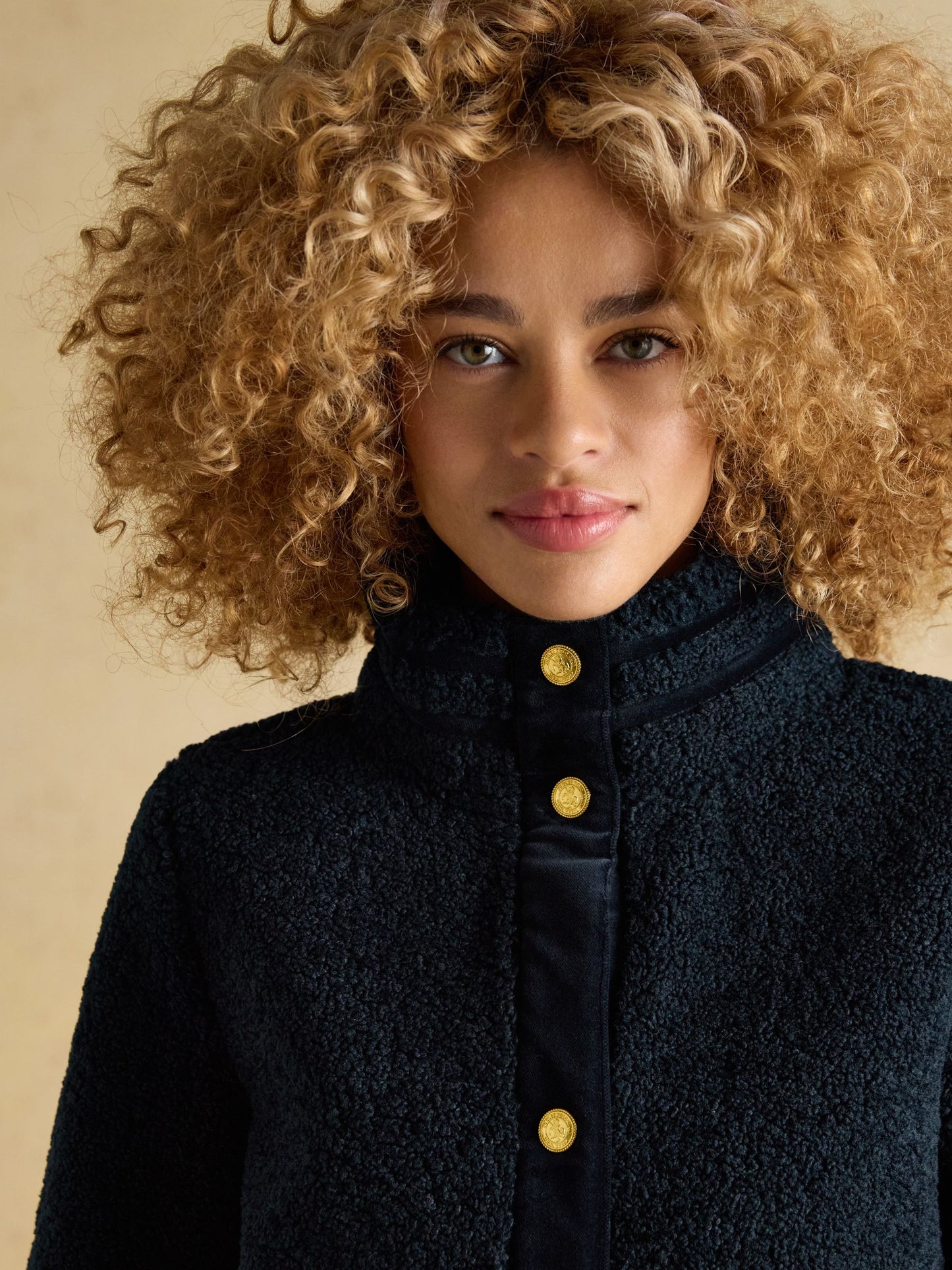 Fleur Navy Blue Fleece Jacket